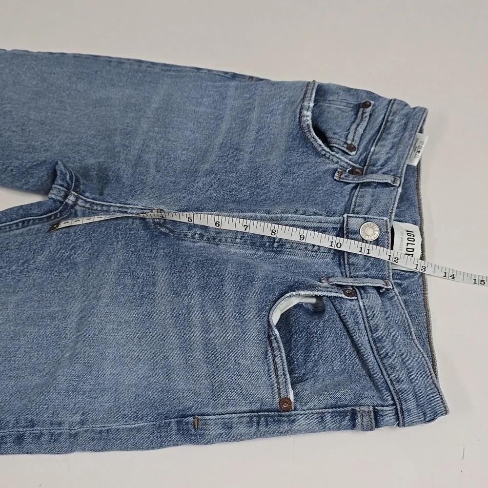 AGOLDE Riley High Rise Straight Jeans Whiplash Distressed Blue